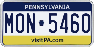 PA license plate MON5460