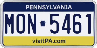 PA license plate MON5461