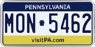 PA license plate MON5462