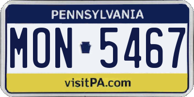PA license plate MON5467