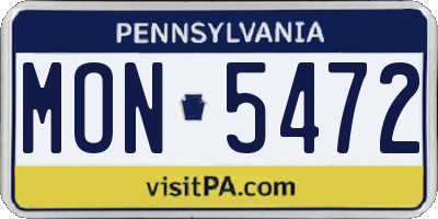 PA license plate MON5472