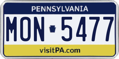PA license plate MON5477