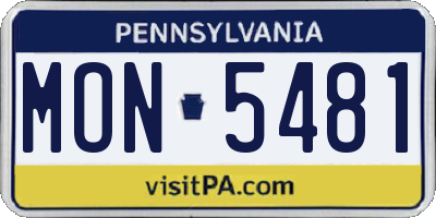 PA license plate MON5481