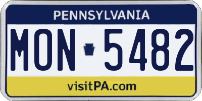 PA license plate MON5482