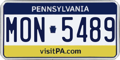 PA license plate MON5489