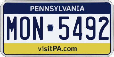 PA license plate MON5492