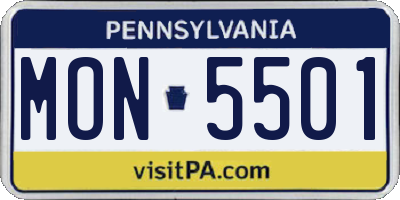 PA license plate MON5501