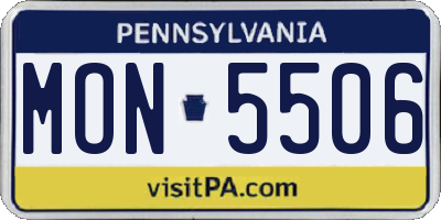 PA license plate MON5506