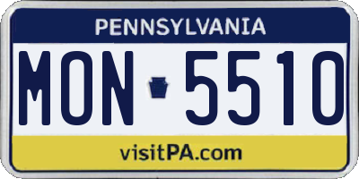 PA license plate MON5510