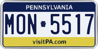 PA license plate MON5517