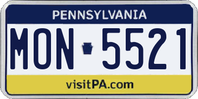 PA license plate MON5521