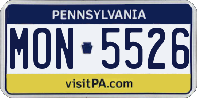 PA license plate MON5526