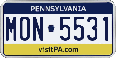PA license plate MON5531