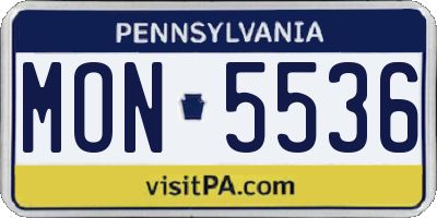 PA license plate MON5536