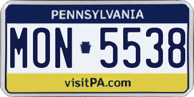 PA license plate MON5538