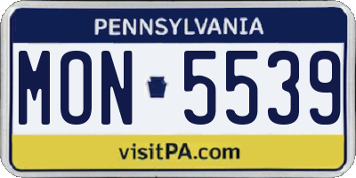 PA license plate MON5539