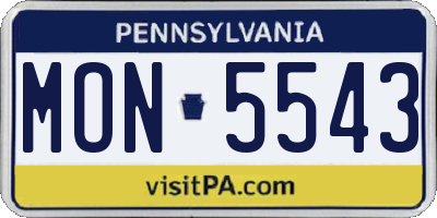 PA license plate MON5543