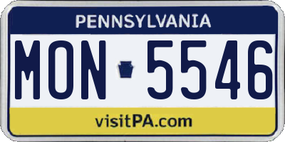 PA license plate MON5546