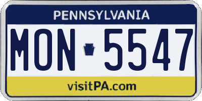 PA license plate MON5547
