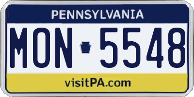 PA license plate MON5548