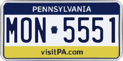 PA license plate MON5551
