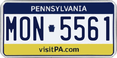 PA license plate MON5561