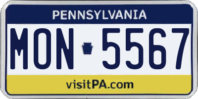 PA license plate MON5567