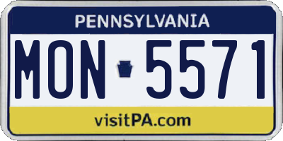 PA license plate MON5571