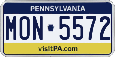 PA license plate MON5572
