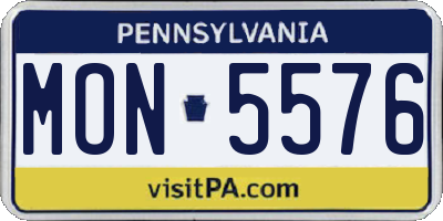 PA license plate MON5576