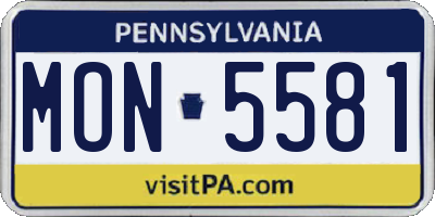 PA license plate MON5581