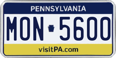 PA license plate MON5600
