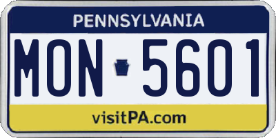 PA license plate MON5601
