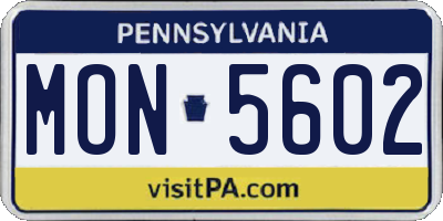 PA license plate MON5602