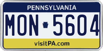 PA license plate MON5604
