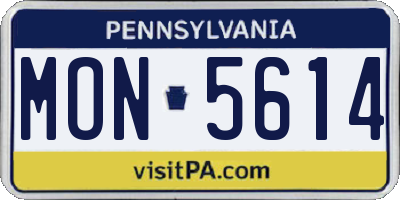 PA license plate MON5614
