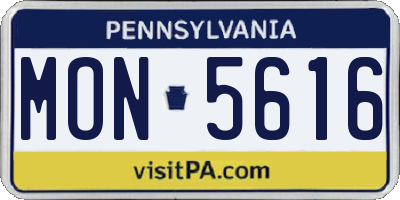PA license plate MON5616