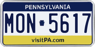 PA license plate MON5617