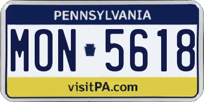 PA license plate MON5618