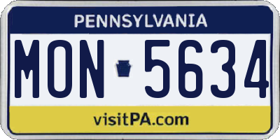 PA license plate MON5634