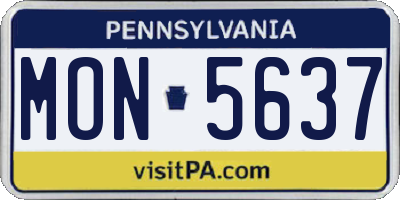 PA license plate MON5637