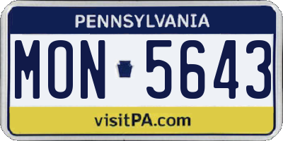PA license plate MON5643