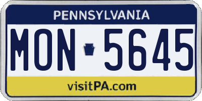 PA license plate MON5645