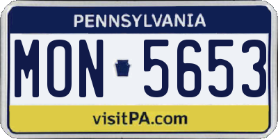 PA license plate MON5653