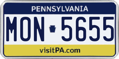 PA license plate MON5655