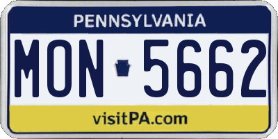 PA license plate MON5662