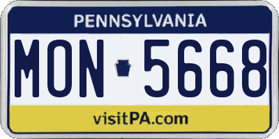 PA license plate MON5668