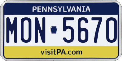 PA license plate MON5670