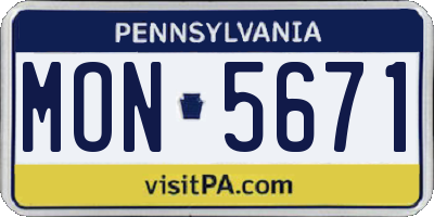 PA license plate MON5671