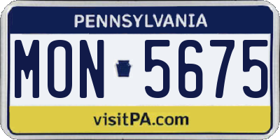 PA license plate MON5675